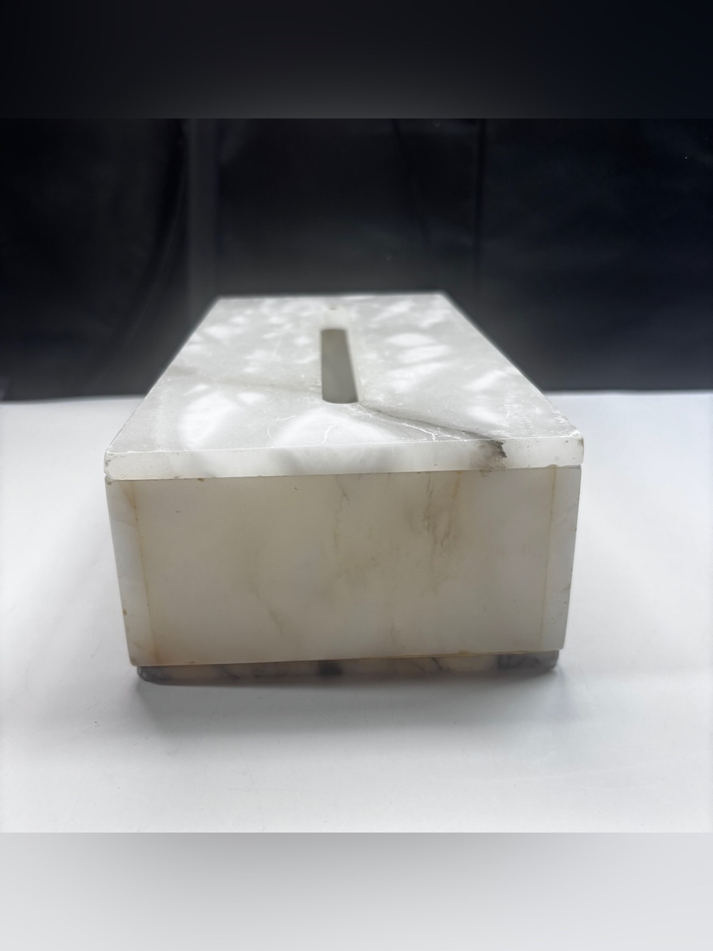 White Alabaster Tissue Box Cover W/lid Rectangular Stone Holder Facial Holder - Picture 7 of 16